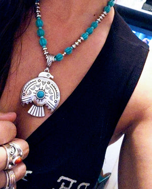 Turquoise Thunderbird Necklace/Earring Set