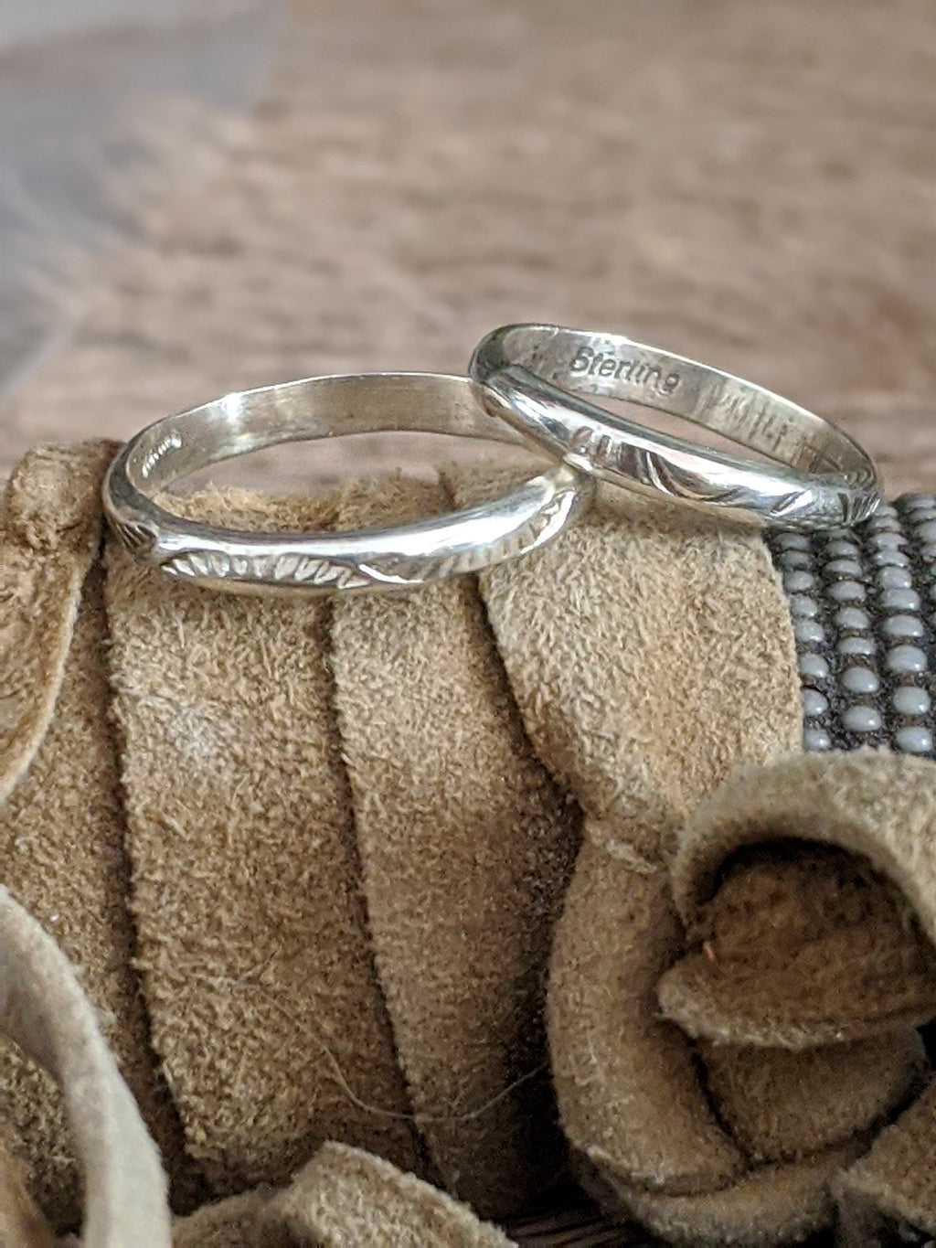 navajo stamped bands sterling silver