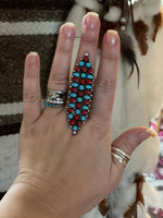 Coral&Turquoise Statement Ring