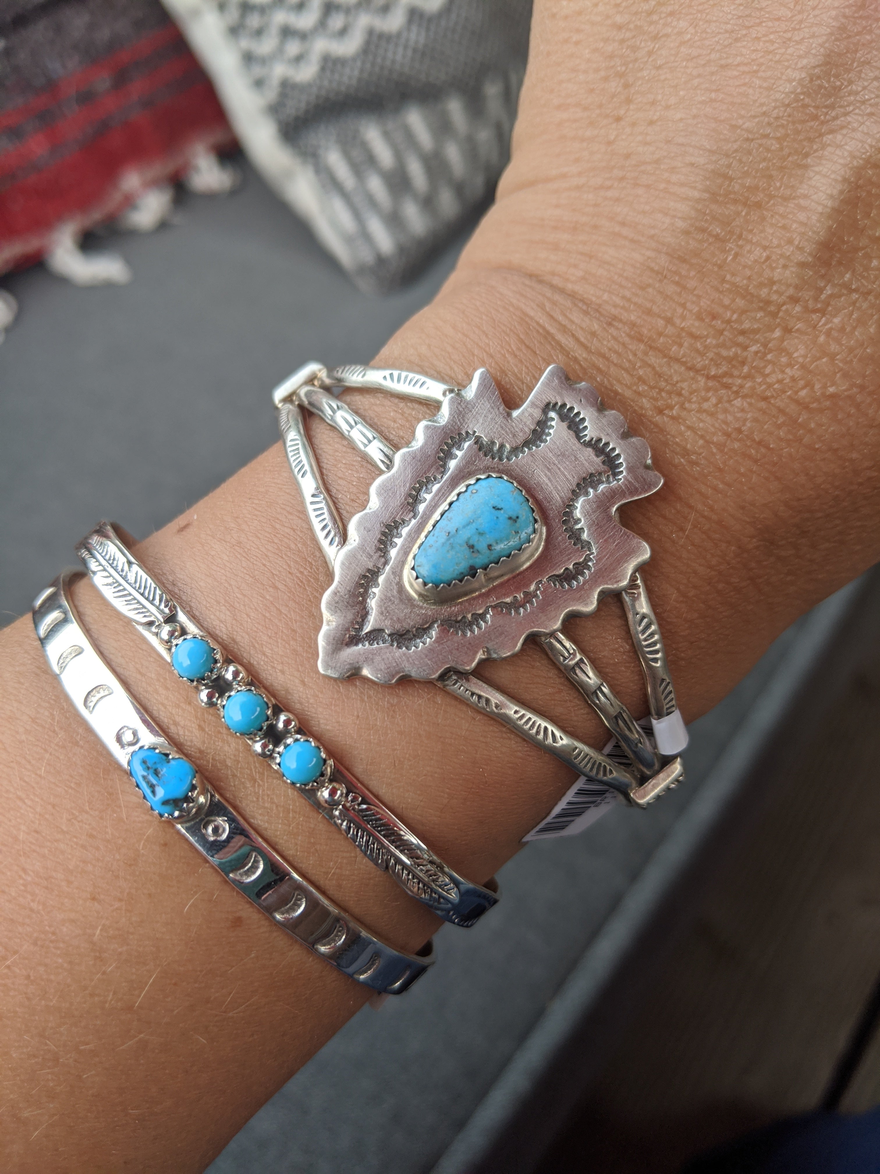 Navajo Feather Turquoise Bracelet