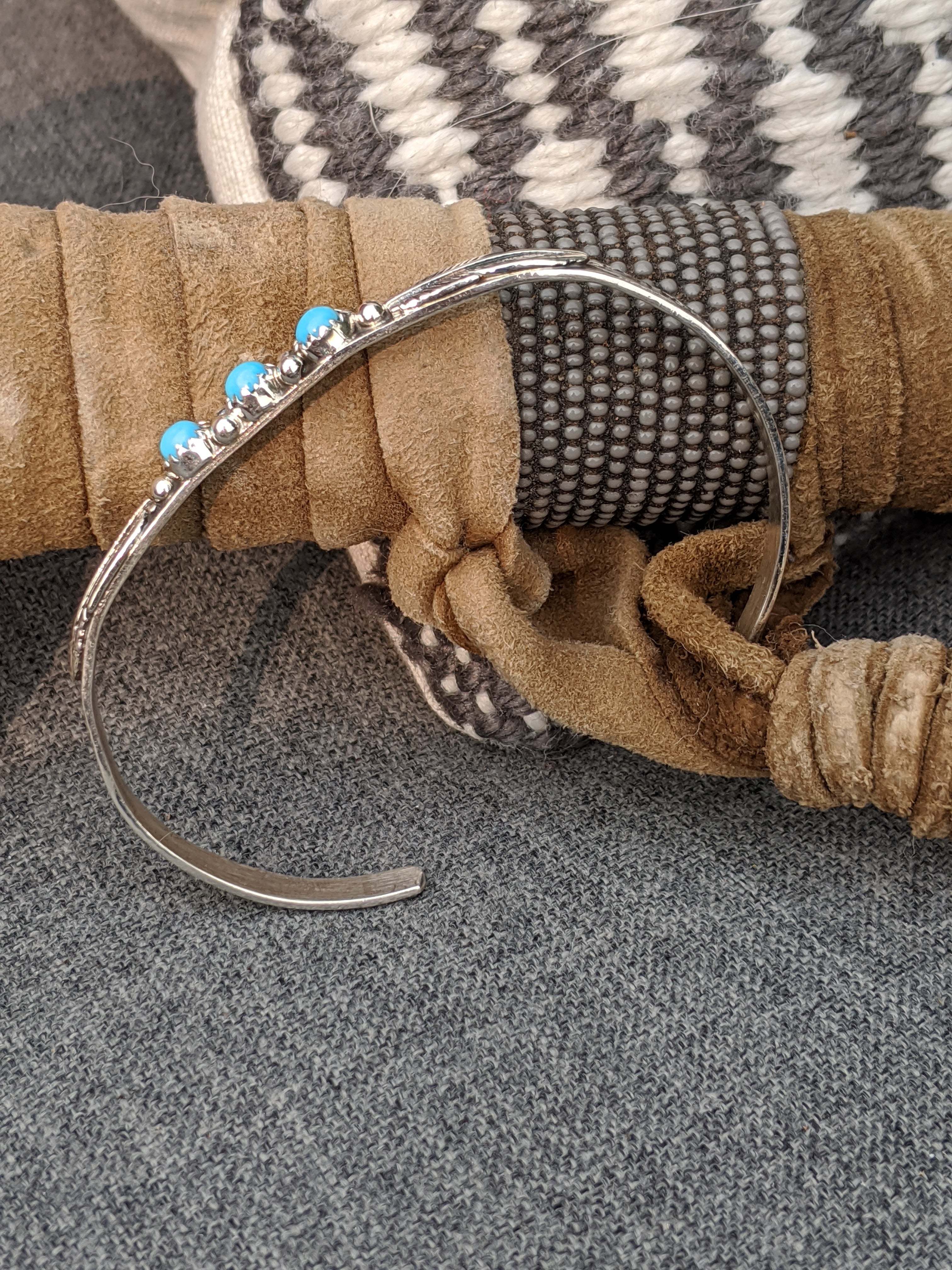 Navajo Feather Turquoise Bracelet